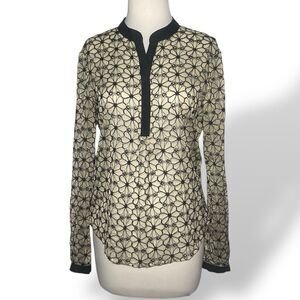 REISS Women’s Floral Embroidered Chiffon Blouse Long Sleeve Shirt Top Size 6